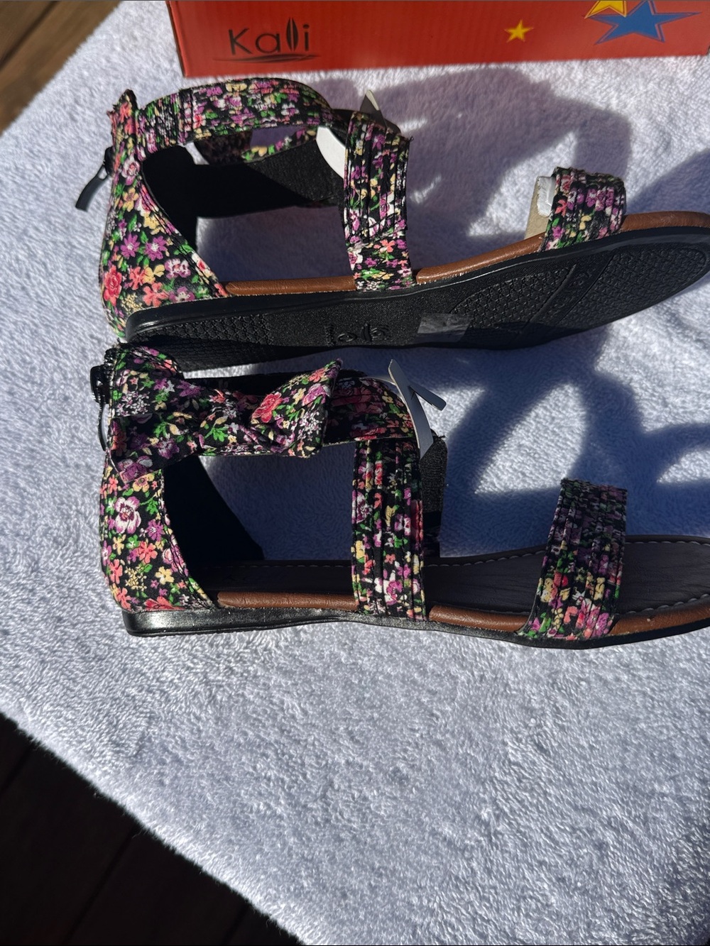 Kali Black Floral Multi-Color Strappy Sandals - Picture 2 of 5